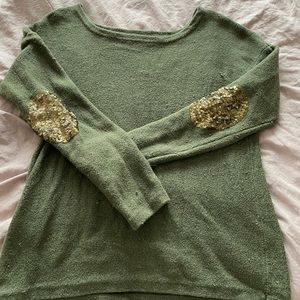Tommy Bahama sweater with sequin elbow patch